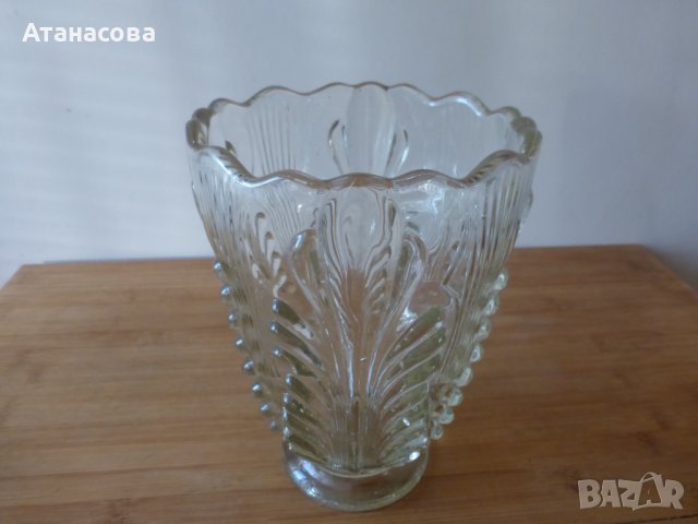 Ретро стъклена ваза 1950 г, снимка 2 - Вази - 43945085