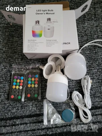 Joyes 2 броя  E14 7W акумулаторни LED крушки, USB-C зареждане, 12-цветни RGB, димируеми,дистанционно, снимка 8 - Крушки - 49284846