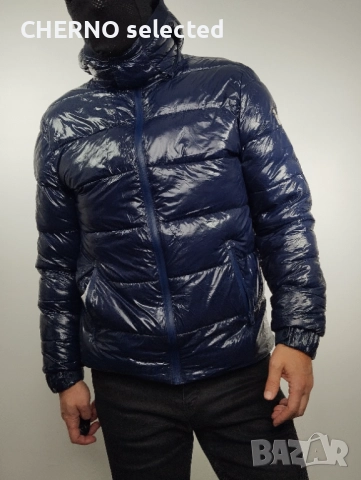 Яке Marina Militare Hooded Shiny Down Jacket – Размер L – Синьо – Отлично състояние, снимка 6 - Якета - 52799163