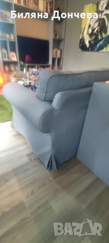 Стилен ъглов диван с лежанка (IKEA Ektorp) – Отлично състояние, снимка 3 - Дивани и мека мебел - 52849051