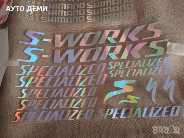 Маркови цветни и светлоотразителни стикери Specialized , S-Works ,Shimano за велосипед колело, снимка 2 - Аксесоари и консумативи - 43377504