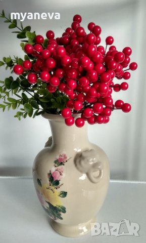 Порцеланова ваза от Виетнам с богата орнаментика и дръжки, лъвски глави ., снимка 6 - Вази - 43272011