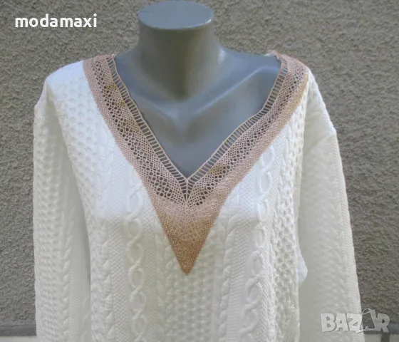 4XL Нова бяла блуза с дантела , снимка 3 - Блузи с дълъг ръкав и пуловери - 47398302