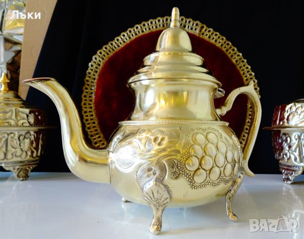 Марокански чайник,кана,месинг,маркиран. , снимка 3 - Антикварни и старинни предмети - 40147286
