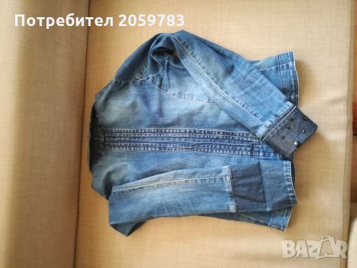 Дамско дънково вталено якенце тип сако на Franko Ferucci, снимка 3 - Сака - 26984504