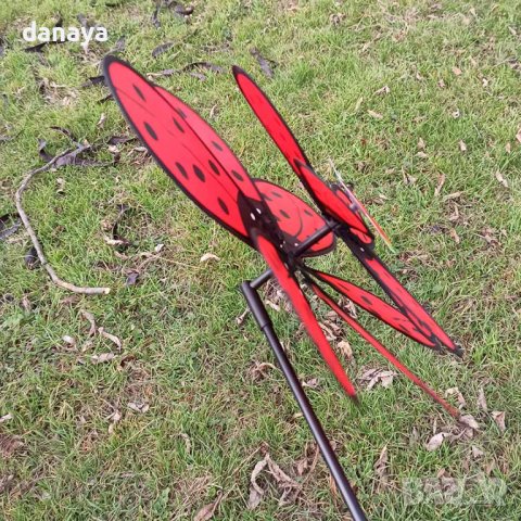 3608 Вятърна въртележка за градина Голямо цвете с калинка, снимка 4 - Градински мебели, декорация  - 39778058