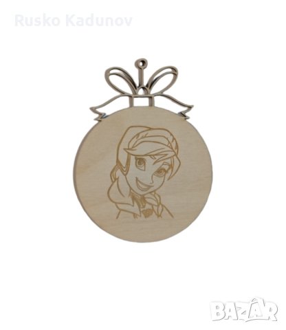 дървени висулки за елха Елза, Ана и Олаф, снимка 3 - Декорация за дома - 43034455