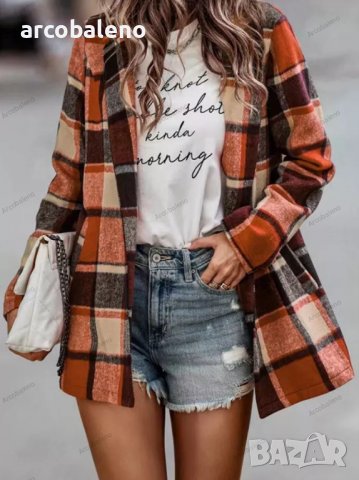 Дамски отворен моден блейзър с кариран принт, 6цвята , снимка 11 - Сака - 39088782