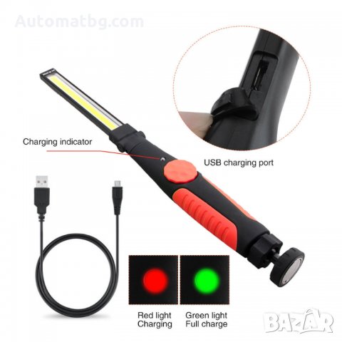 Работна акумулаторна лампа BL-W55 LED тънка, работна светлина 410 лумена, снимка 7 - Друга електроника - 27119584