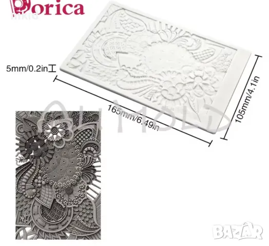 Цветя листа Класика Дантела силиконов молд форма декор украса торта пано релеф, снимка 2 - Форми - 50312394