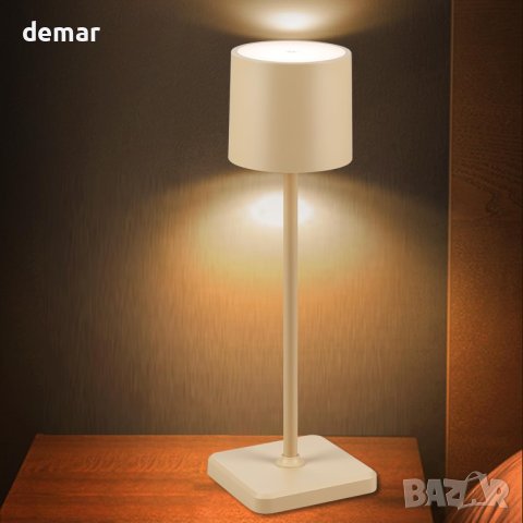 Безжична настолна LED лампа BKZO, IP54 алуминиева, бяла, розова, сива, снимка 7 - Лед осветление - 44105697