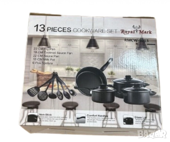 Комплект съдове за готвене от 13 части,незалепващо покритие,
