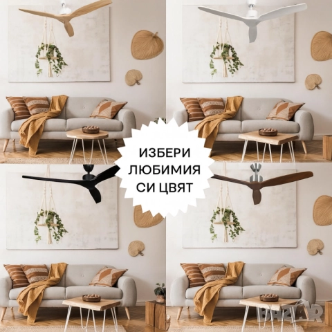 Вентилатор за таван Mellеrware Brizy Ceiling Fan с дистанц. управл.,45W,6 скорости,таймер,DC мотор, снимка 5 - Друга електроника - 51926432