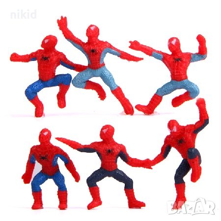 6 бр малки Спайдермен спайдърмен spiderman спайдър мен спайдер пластмасови фигурки PVC за игра торта, снимка 2 - Фигурки - 23073327