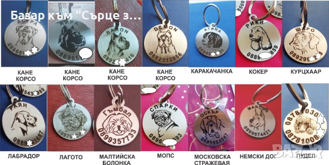 Стоманени кучешки медальони с име и телефон - 1, снимка 17 - За кучета - 15415229
