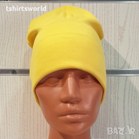 Нова дамска зимна шапка с подгъв в жълт цвят, снимка 9 - Шапки - 39325351