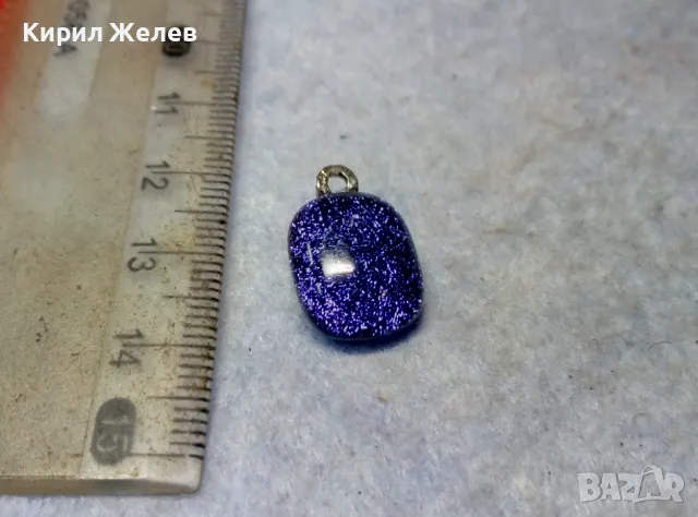 ВИНТИДЖ АРТ ПЕНДАНТ ЦВЕТНО СТЪКЛО с ПОСРЕБРЕН ДЪРЖАЧ от БЛАГОРОДНА СТОМАНА 42827, снимка 8 - Колиета, медальони, синджири - 49757662