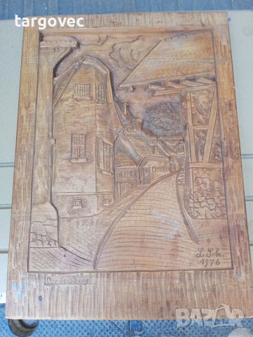 Уникално пано дърворезба датирано с подпис, снимка 6 - Антикварни и старинни предмети - 37466251