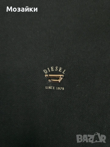 Мъжка поло тениска Diesel с яка и маншети, черна - размер M, снимка 2 - Тениски - 53595472