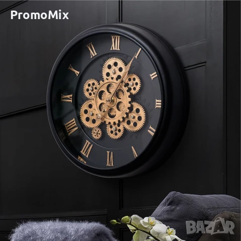 Стенен часовник KUNY-005 33см с движещ се механизъм Винтидж часовник, снимка 2 - Стенни часовници - 51202063