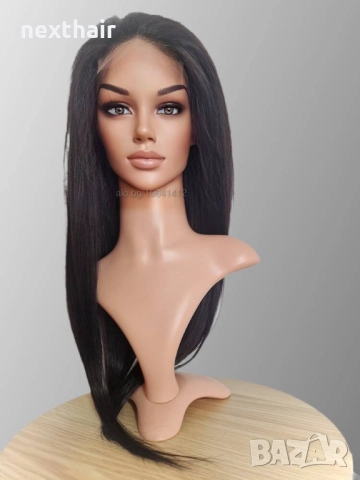 Черна перука от микс естествен косъм и примеси 70 см с Lace 4×4