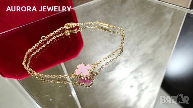 Van Cleef & Arpels VCA 1 Motif Gold Pink Opal Sweet Alhambra Дамска Гривна