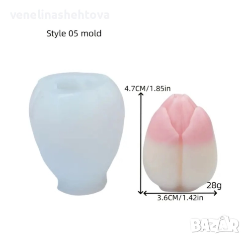 3D лале пъпка силиконов молд форма за свещи гипс сапун смола фондан декорация торта 
