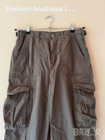 Bershka Кафяв карго панталон S размер с джобове 🤎, снимка 2 - Панталони - 52825651