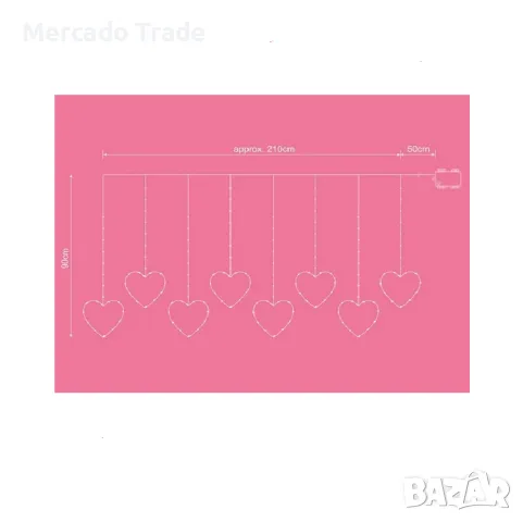Декоративна LED завеса Mercado Trade, Сърце, 160 LED, снимка 5 - Декорация за дома - 48802425