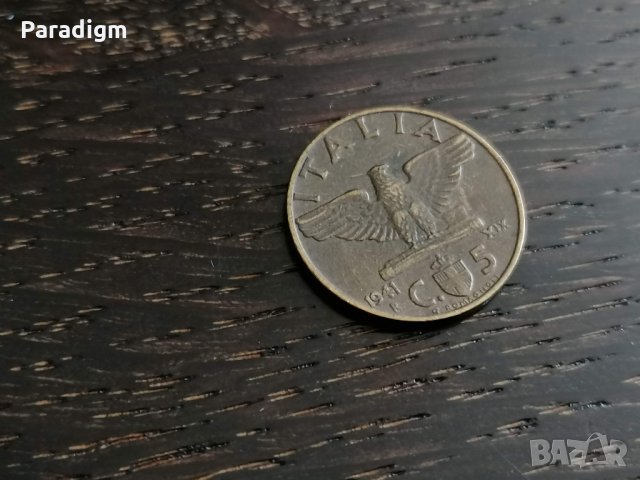 Монета - Италия - 5 чентесими | 1941г., снимка 1 - Нумизматика и бонистика - 26805643
