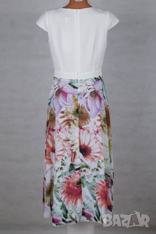 Дълга лятна рокля в цвят екрю на цветя марка Risca - M, снимка 3 - Рокли - 32561004