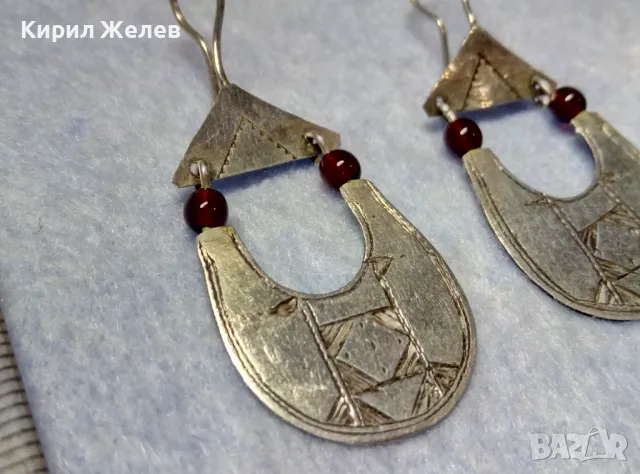 Старинни ВЪЗРОЖДЕНСКИ СРЕБЪРНИ ОБЕЦИ СРЕБРО ВИСОКА ПРОБА с МЪНИСТА РЪЧНА КУЮМДЖИЙСКА ИЗРАБОТКА 42933, снимка 2 - Антикварни и старинни предмети - 49866054