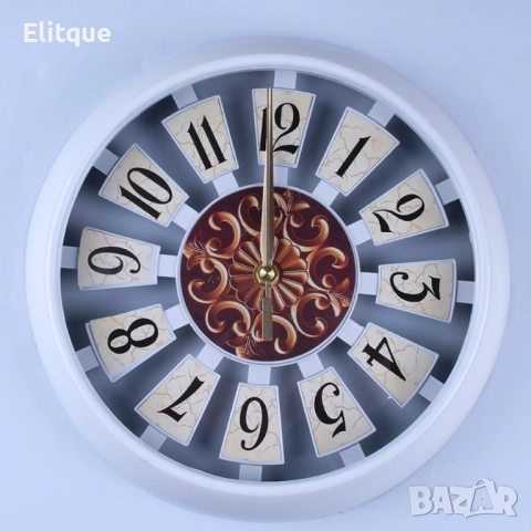 Стенен дървен часовник, 25 см, бял и кафяв, снимка 5 - Други стоки за дома - 52903413