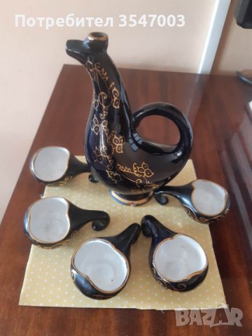Рядка находка. Винтидж комплект от 5 чаши и стомна  Black Ceramic , снимка 6 - Антикварни и старинни предмети - 39646472