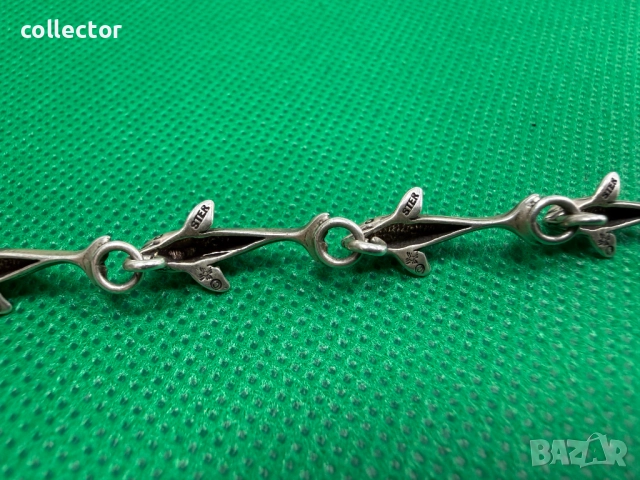 Дизайнерска сребърна гривна с делфини. №7764, снимка 8 - Гривни - 52827747