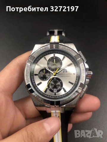 Kварцов часовник MAURICE LACROIX Special Edition,хронограф,дата,гумена каишка, снимка 4 - Мъжки - 43452118