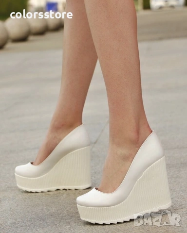 Обувки на платформа - бяла кожа - SLK90 , снимка 2 - Дамски ежедневни обувки - 38457529