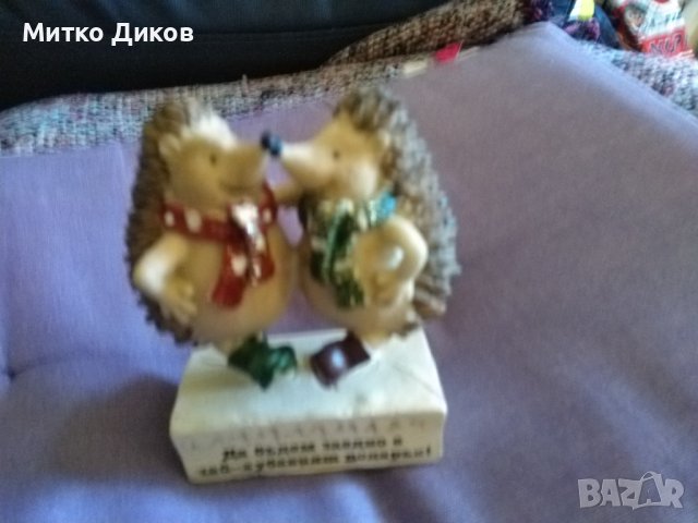Скулптурка подаръчна нова двама ежковци Н-100мм и 70х35мм"Да бъдем заедно е най хубавият подарък", снимка 7 - Декорация за дома - 43560603