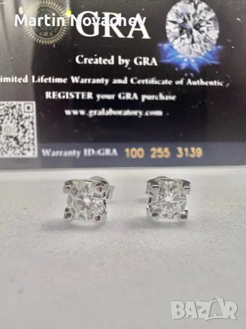 Сребърни обеци с мойсанит (Диамант) 0.5 карата, снимка 1