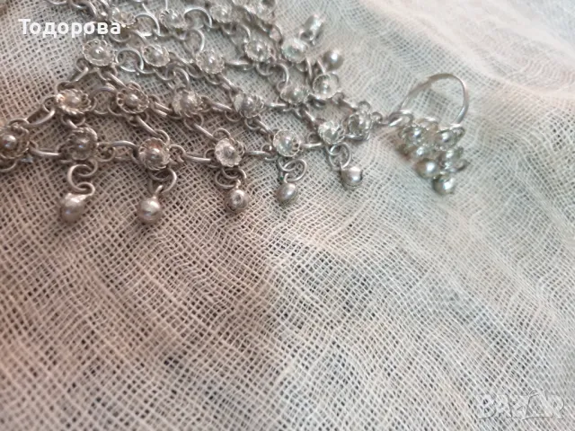 Арабски пръстен- гривна-винтидж,посребрени с филигранни цветя и звънчета, снимка 3 - Антикварни и старинни предмети - 48653631