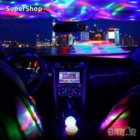 Уникална RGB LED USB Крушка за кола автомобил Powerbank цветомузика, снимка 6 - Аксесоари и консумативи - 32553004