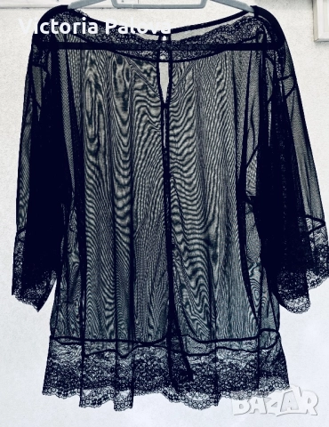 Ефирна черна блуза тюл с дантела, снимка 16 - Корсети, бюстиета, топове - 52234601