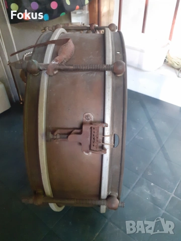 Находка - Стар военен пехотен барабан - месинг, кожа, 19 век, снимка 6 - Антикварни и старинни предмети - 53296347