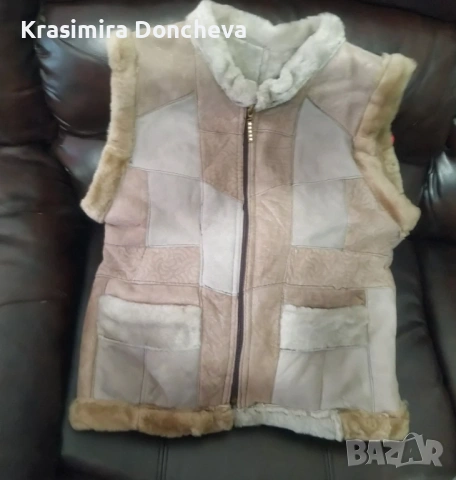 Дамски елек от естествена овча кожа