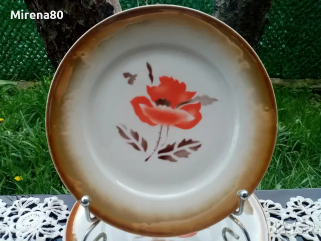 Антикварни десертни чинии - 6 бр., снимка 2 - Чинии - 49756558