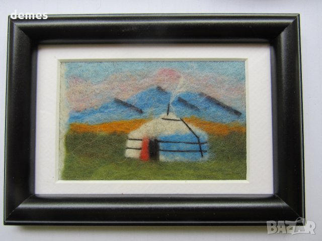  Традиционна картина от филц - Монголия, снимка 3 - Картини - 28906211