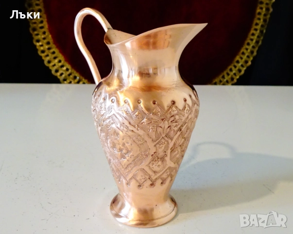 Медна каничка за ракия Isfahan Qalamzani. , снимка 4 - Антикварни и старинни предмети - 51937596