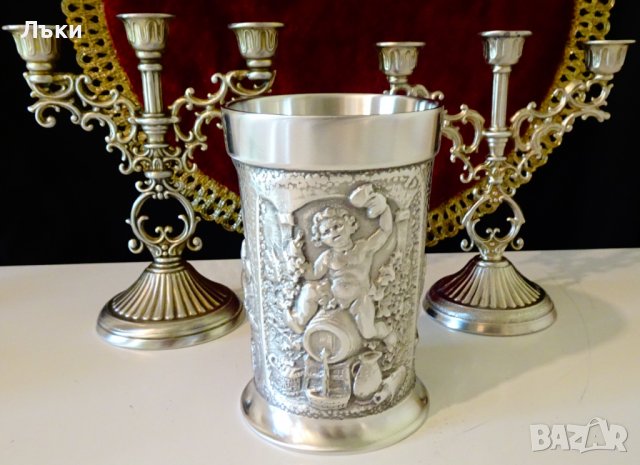 Чаша,халба от калай,Дионис,вино. , снимка 10 - Антикварни и старинни предмети - 37998227