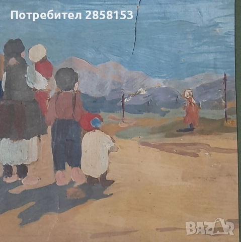 Стара картина гваш на худ. Атанас Михов 1879-1975 г., снимка 3 - Антикварни и старинни предмети - 52740713