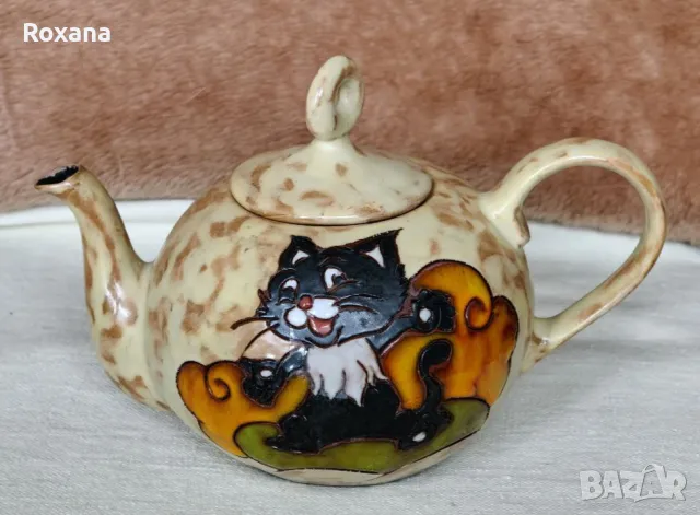 Чайник с котка керамичен, снимка 3 - Колекции - 48556620